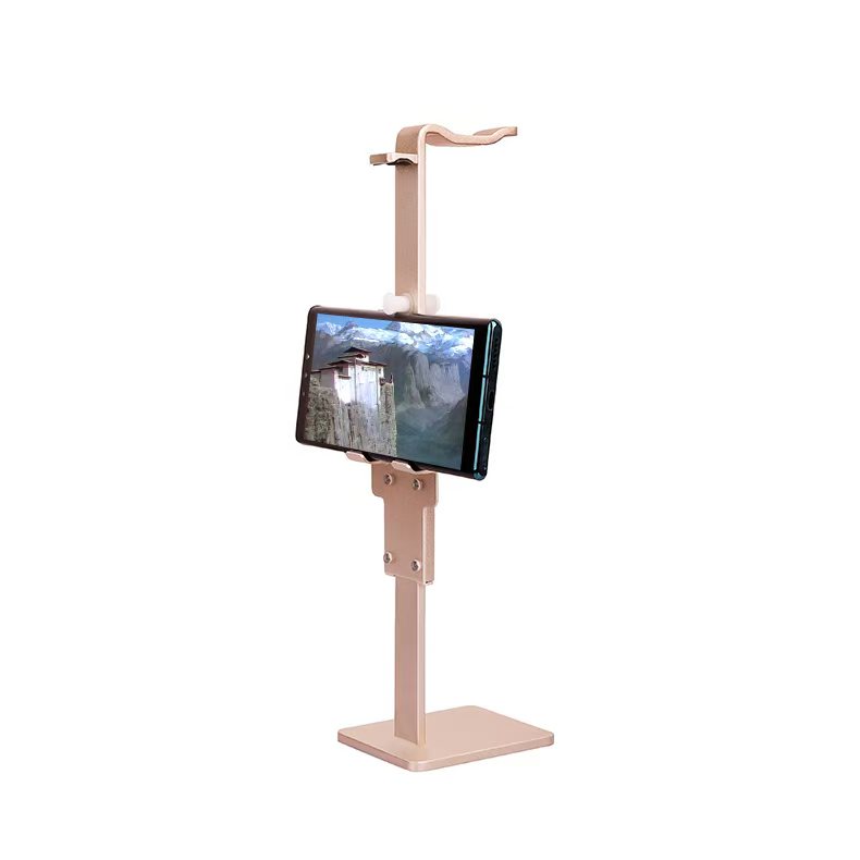 2-in-1 Metal Headphone Stand with Phone Holder(light rose gold。)