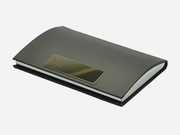 Classic Curved Card Case with Metal Nameplate