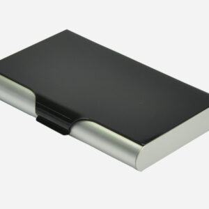 Modern Black & Silver Two-Tone Metal Card Case