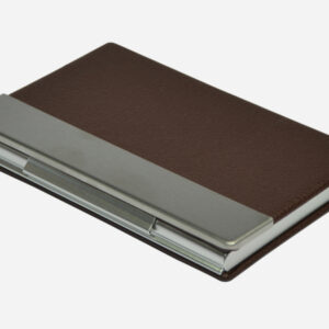 Classic Stainless Steel & Leather Texture Card Case