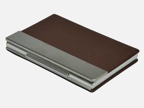 Classic Stainless Steel & Leather Texture Card Case