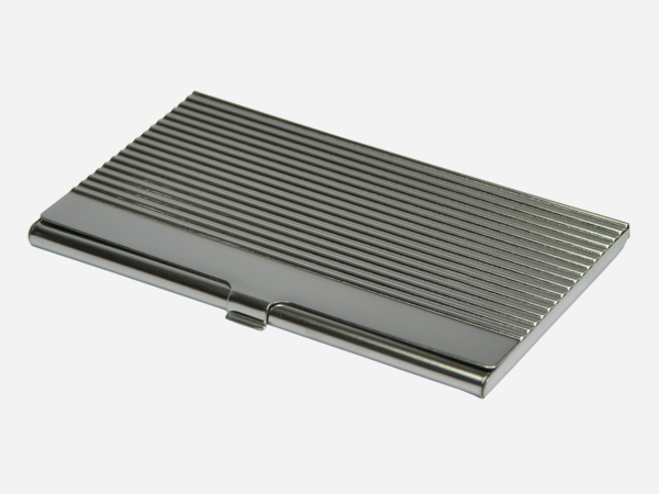 Luggage-Style Ribbed Metal Card Case