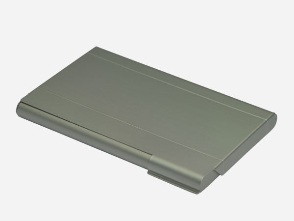 Modern Linear-Groove Metal Business Card Case