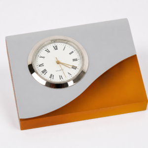 Modern Two-Tone Wave Metal Desk Clock