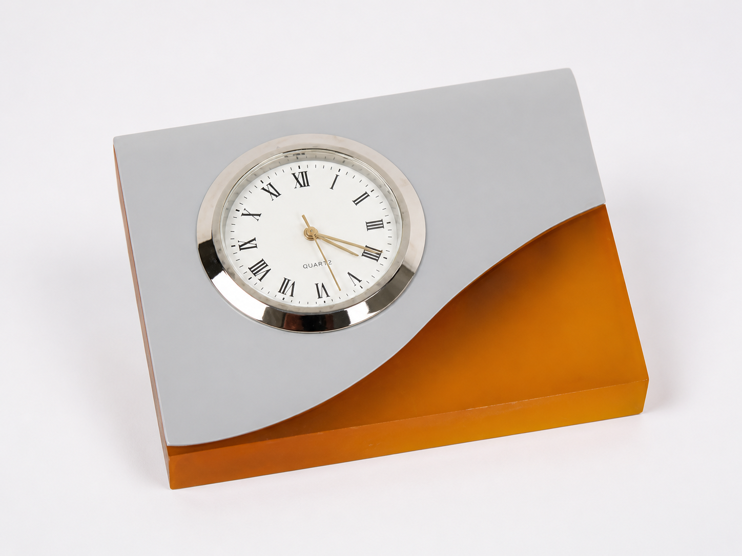 Modern Two-Tone Wave Metal Desk Clock