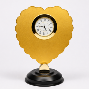 Scalloped Gold Heart Metal Desk Clock(soft rose gold)