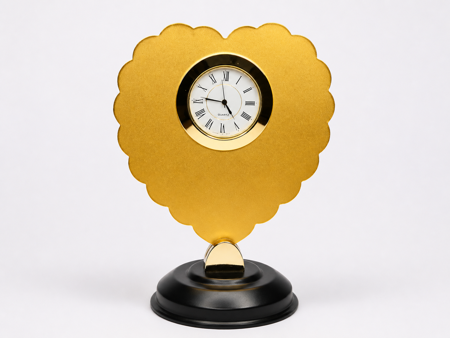 Scalloped Gold Heart Metal Desk Clock(soft rose gold)