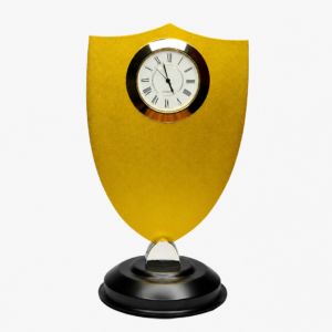 Gold Shield Trophy Desk Clock