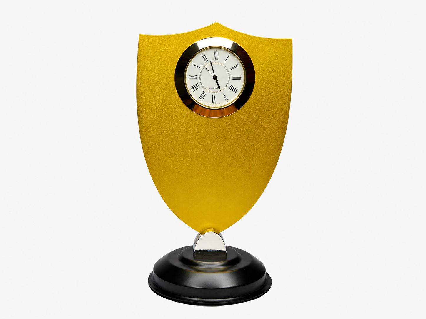 Gold Shield Trophy Desk Clock