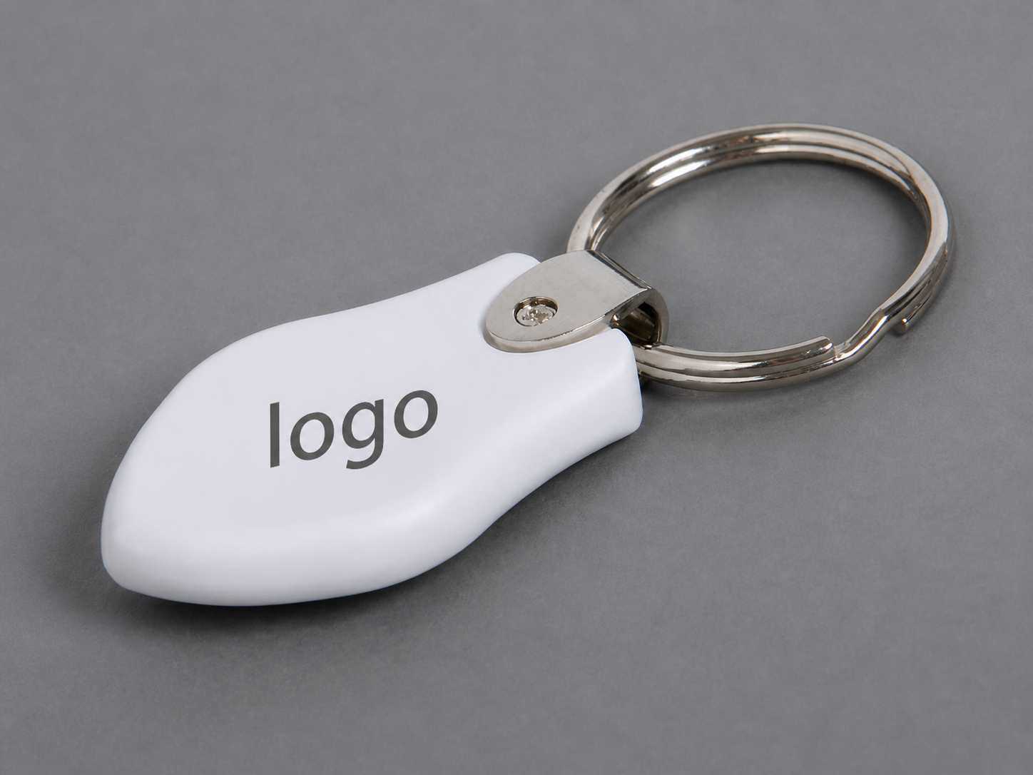 Minimalist White Teardrop Custom Logo Keychain