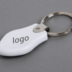Minimalist White Teardrop Custom Logo Keychain